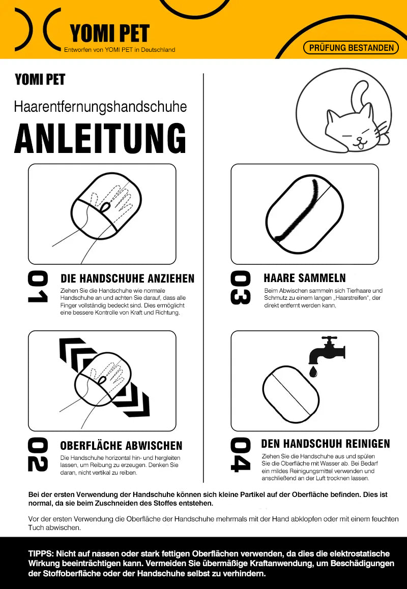 🏆✅In DE ansässig & betrieben: GFOUK® Tierhaarentferner – elektrostatische Handschuhe, beidseitige Bürste zur Entfernung haftender Haare, geeignet für Katzen- und Hundehaare, Fellpflege, Haarentfernung & Reinigung