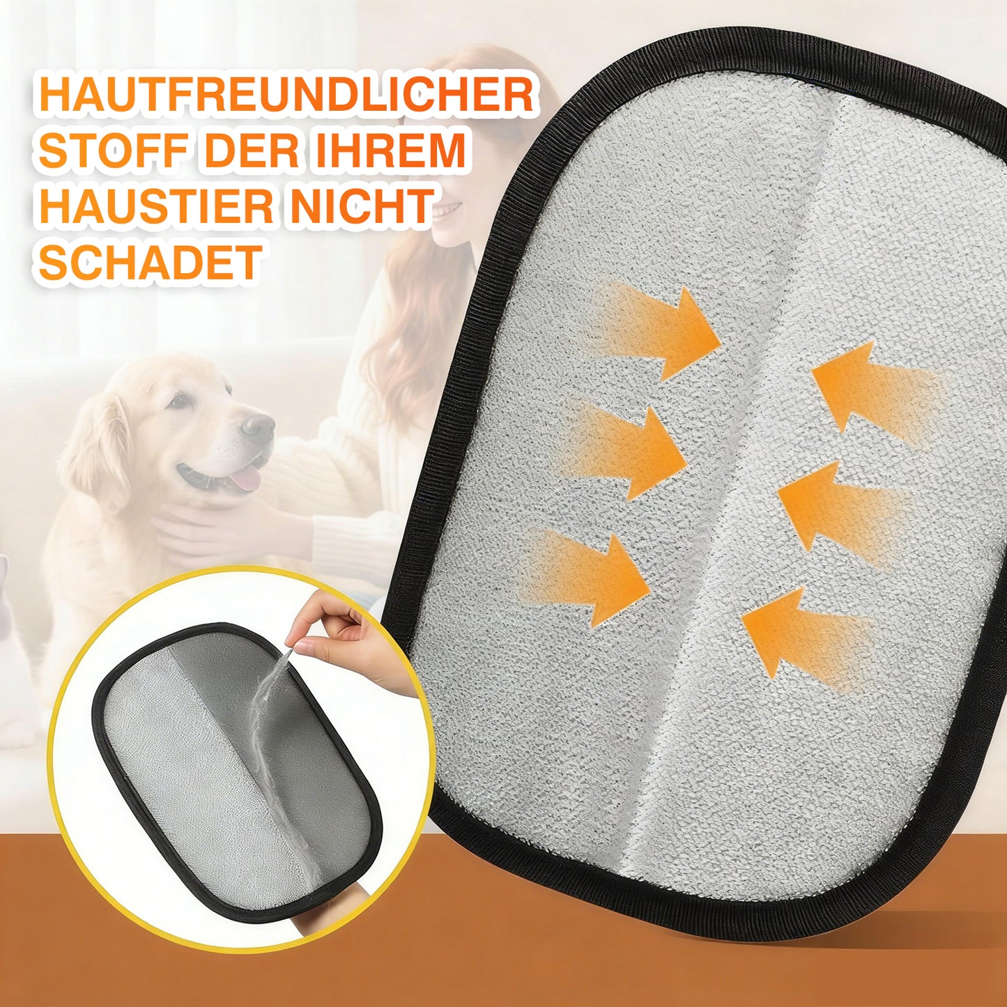🏆✅In DE ansässig & betrieben: GFOUK® Tierhaarentferner – elektrostatische Handschuhe, beidseitige Bürste zur Entfernung haftender Haare, geeignet für Katzen- und Hundehaare, Fellpflege, Haarentfernung & Reinigung
