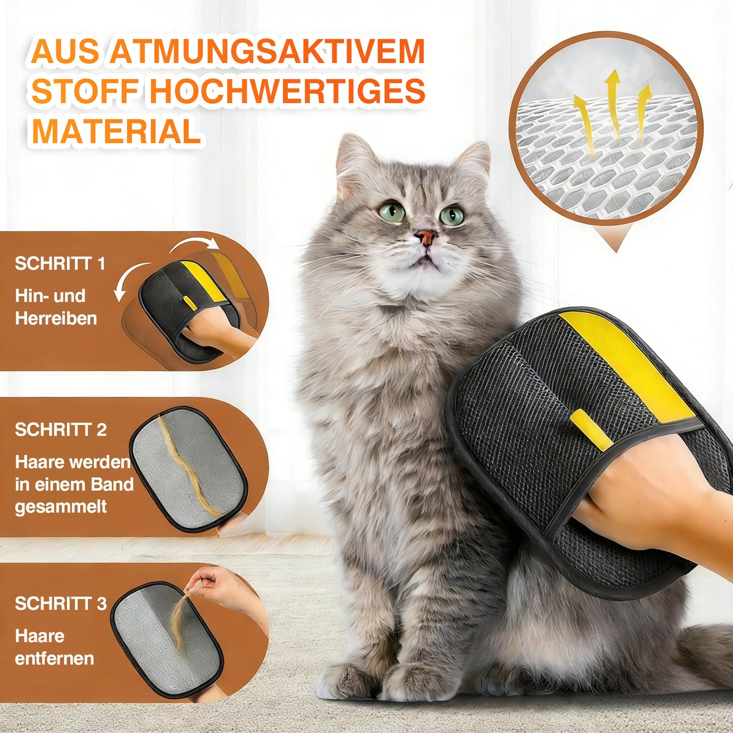 🏆✅In DE ansässig & betrieben: GFOUK® Tierhaarentferner – elektrostatische Handschuhe, beidseitige Bürste zur Entfernung haftender Haare, geeignet für Katzen- und Hundehaare, Fellpflege, Haarentfernung & Reinigung
