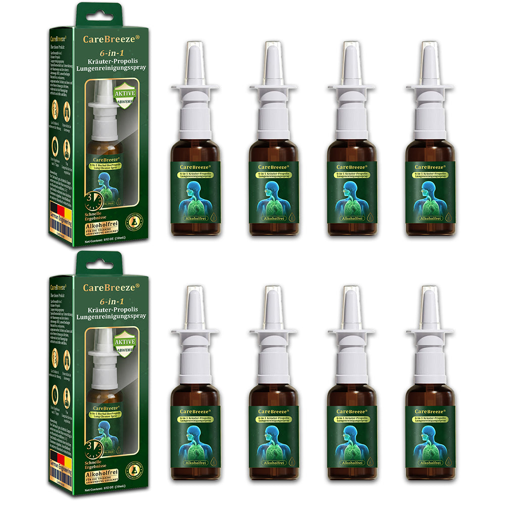 🌳🇩🇪 Offizieller Store：CareBreeze® 6-in-1 Kräuter-Propolis Lungenreinigungsspray-Feinzerstäubung(⚡Sofortige Linderung🫁Langzeitwirkungen)