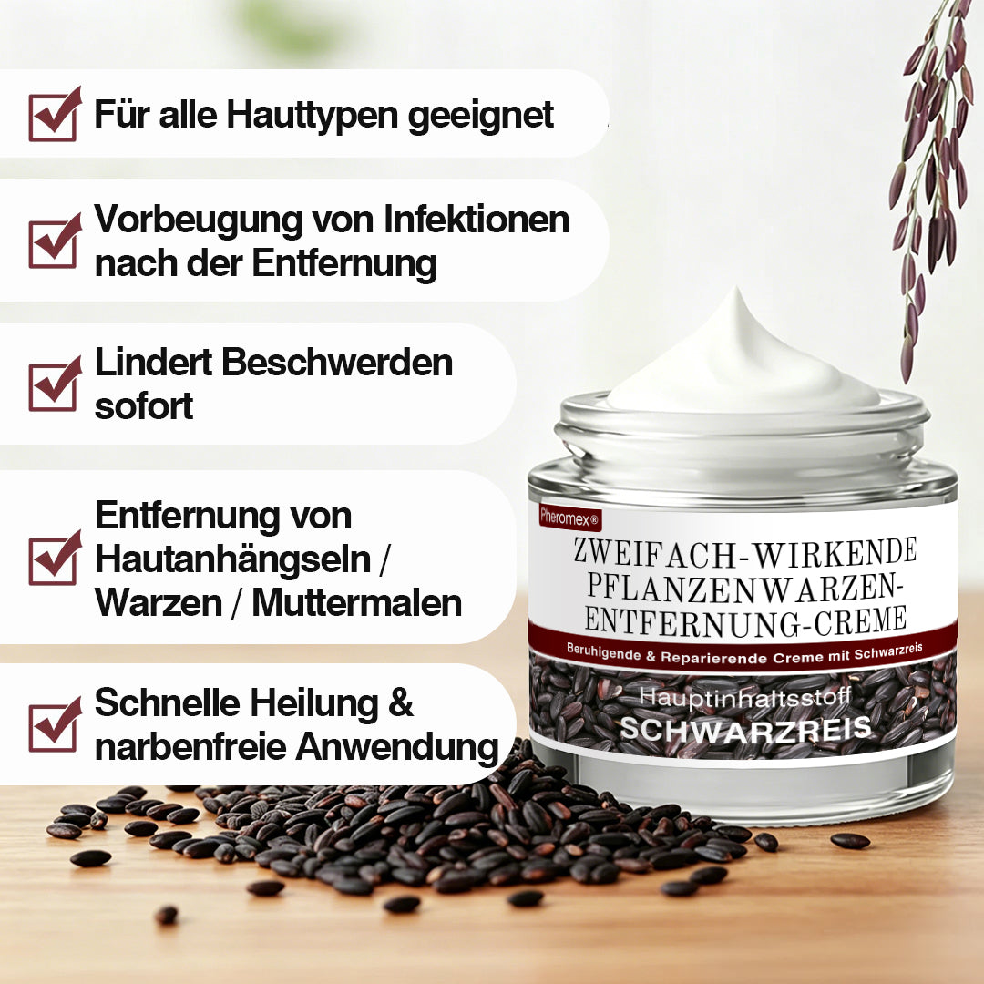💖💖✅Pheromex® Zweifach-Wirkende Pflanzenwarzenentfernung-Creme(👨‍⚕️Hautwarzen, Akne, Hyperpigmentierung, Ekzem, Psoriasis, Rosazea, Warzen)