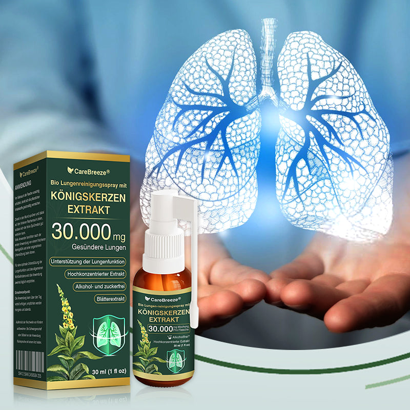 🫁⚡✅DE Offizieller Store: CareBreeze® Bio Lungenreinigungsspray mit Königskerzen-Extrakt（👨‍⚕️Wirkt direkt bei COPD, Asthma, chronischer Bronchitis (CB), Atemwegsinfektionen, Lungenkrebs, Sinusitis und anderen Erkrankungen）