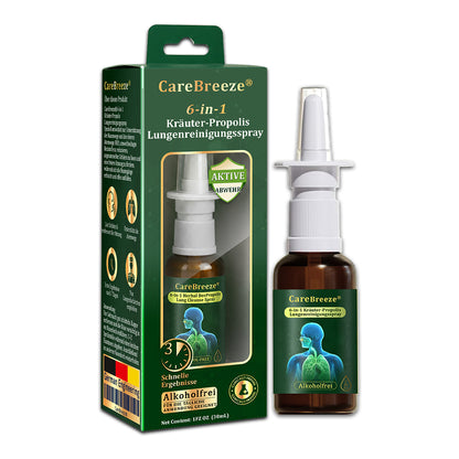 ⚡🇩🇪 Offizieller Store：CareBreeze® 6-in-1 Kräuter-Propolis Lungenreinigungsspray-Feinzerstäubung(⚡Sofortige Linderung🫁Langzeitwirkungen)