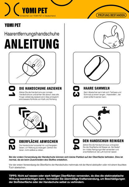 🏆✅In DE ansässig & betrieben: GFOUK® Tierhaarentferner – elektrostatische Handschuhe, beidseitige Bürste zur Entfernung haftender Haare, geeignet für Katzen- und Hundehaare, Fellpflege, Haarentfernung & Reinigung