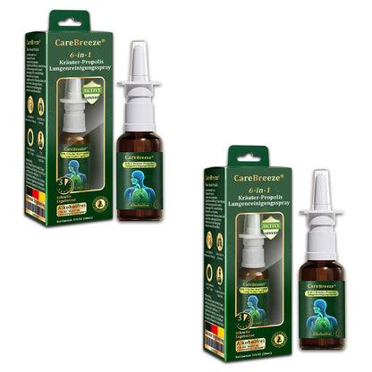 ⚡🇩🇪 Offizieller Store：CareBreeze® 6-in-1 Kräuter-Propolis Lungenreinigungsspray-Feinzerstäubung(⚡Sofortige Linderung🫁Langzeitwirkungen)