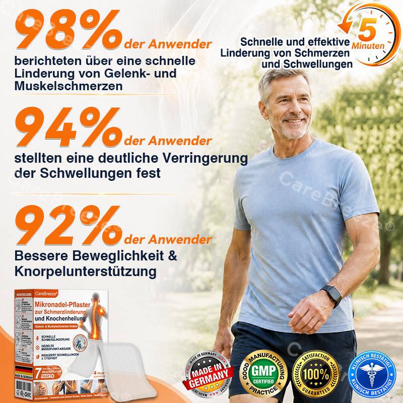 💝✅🇩🇪 CareBreeze® Mikronadel-Pflaster zur Schmerzlinderung und Knochenheilung(🧑‍⚕️ Linderung von Gelenkschwellungen, Schmerzen, Steifheit, Rötungen, Wärmegefühl, Druckempfindlichkeit und Gelenkermüdung)