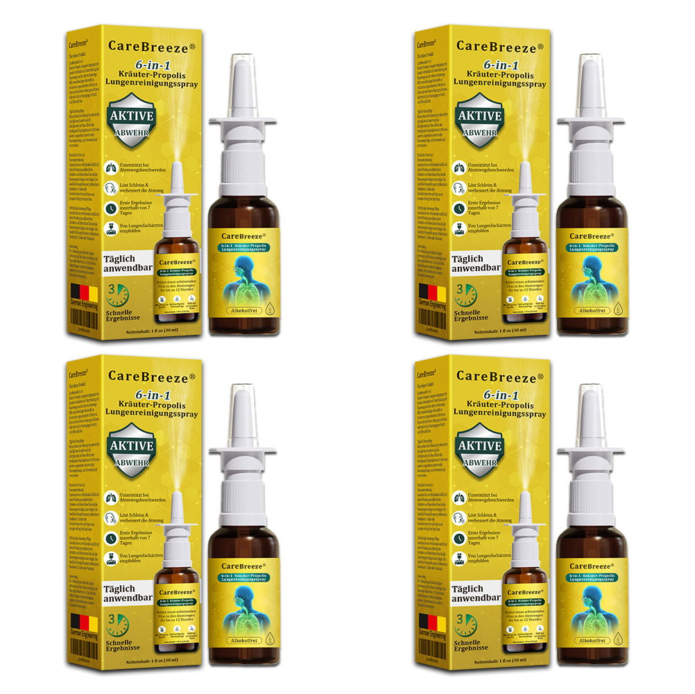 ⚡🐝✅Offizieller Store：CareBreeze® 6-in-1 Kräuter-Propolis Lungenreinigungsspray（👨‍⚕️Gezielte Anwendung bei COPD, Asthma, chronischer Bronchitis, Infektionen der Atemwege, Lungenkrebs und Sinusitis）
