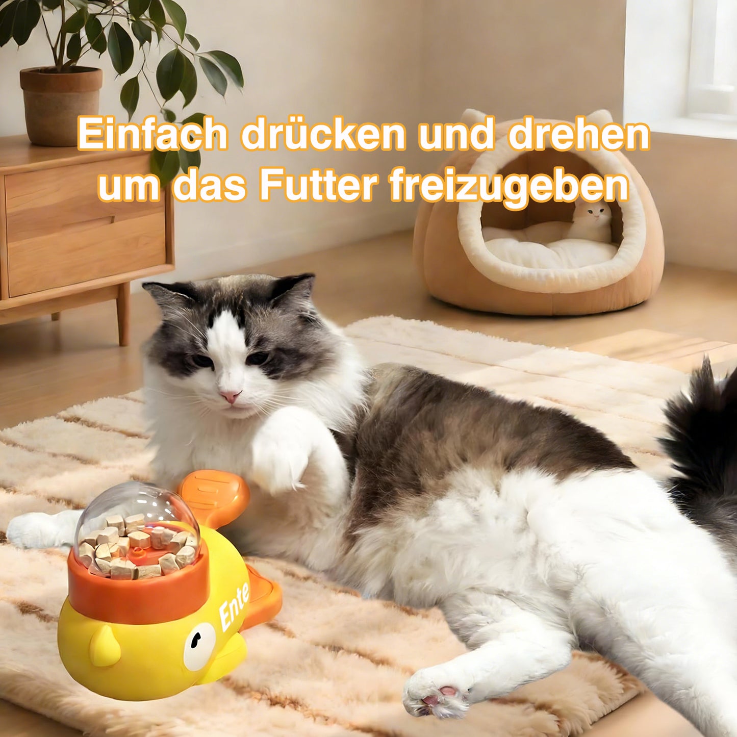 🐶🐱Interaktive Leckerli-Ausgabespielzeuge für Hunde gegen Langeweile + Leckerli-Spender für Katzen zur Beschäftigung in Innenräumen | Enten-Slow-Feeder reduziert Erbrechen & Angst