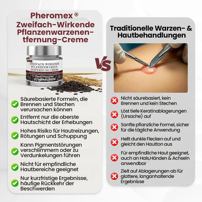 💖💖✅Pheromex® Zweifach-Wirkende Pflanzenwarzenentfernung-Creme(👨‍⚕️Hautwarzen, Akne, Hyperpigmentierung, Ekzem, Psoriasis, Rosazea, Warzen)