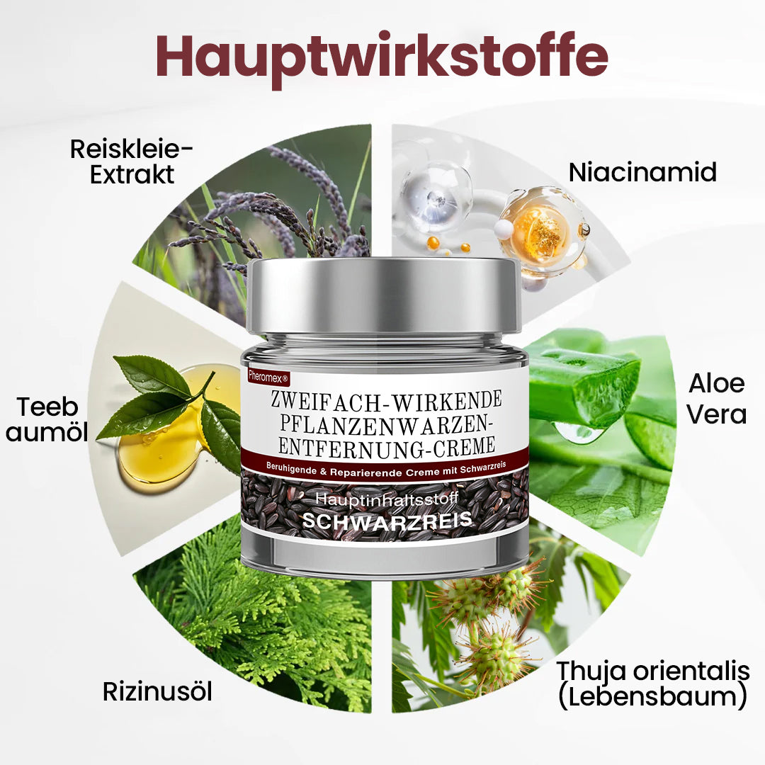 💖💖✅Pheromex® Zweifach-Wirkende Pflanzenwarzenentfernung-Creme(👨‍⚕️Hautwarzen, Akne, Hyperpigmentierung, Ekzem, Psoriasis, Rosazea, Warzen)