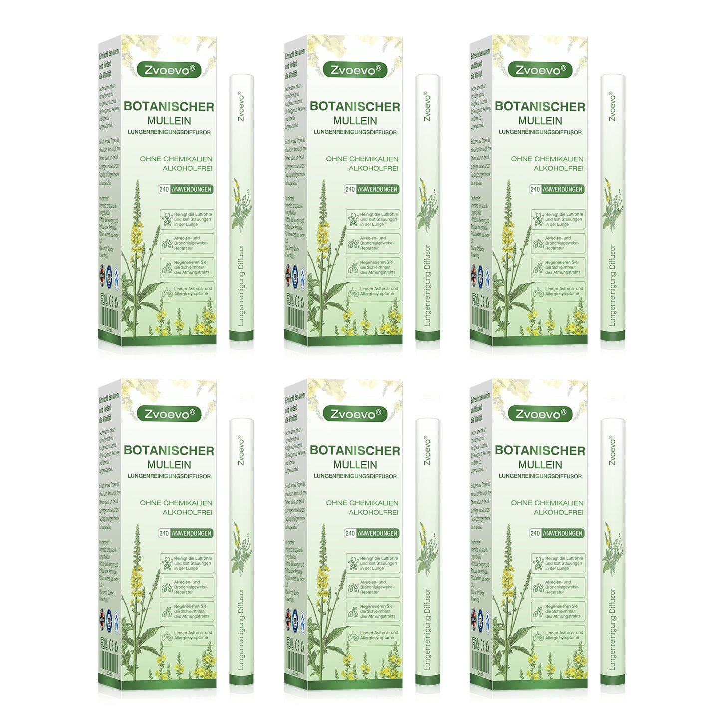 💖✅Deutscher Besitz und Betrieb：Zvoevo® Botanischer Mullein Lungenreinigungsdiffusor (💝 Husten, Keuchen, Atemnot, Auswurf, verstopfte Nase, Bronchitis, Allergiesymptome, Lungenschmerzen 💝)