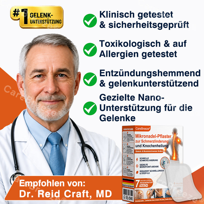 💝✅🇩🇪 CareBreeze® Mikronadel-Pflaster zur Schmerzlinderung und Knochenheilung(🧑‍⚕️ Linderung von Gelenkschwellungen, Schmerzen, Steifheit, Rötungen, Wärmegefühl, Druckempfindlichkeit und Gelenkermüdung)
