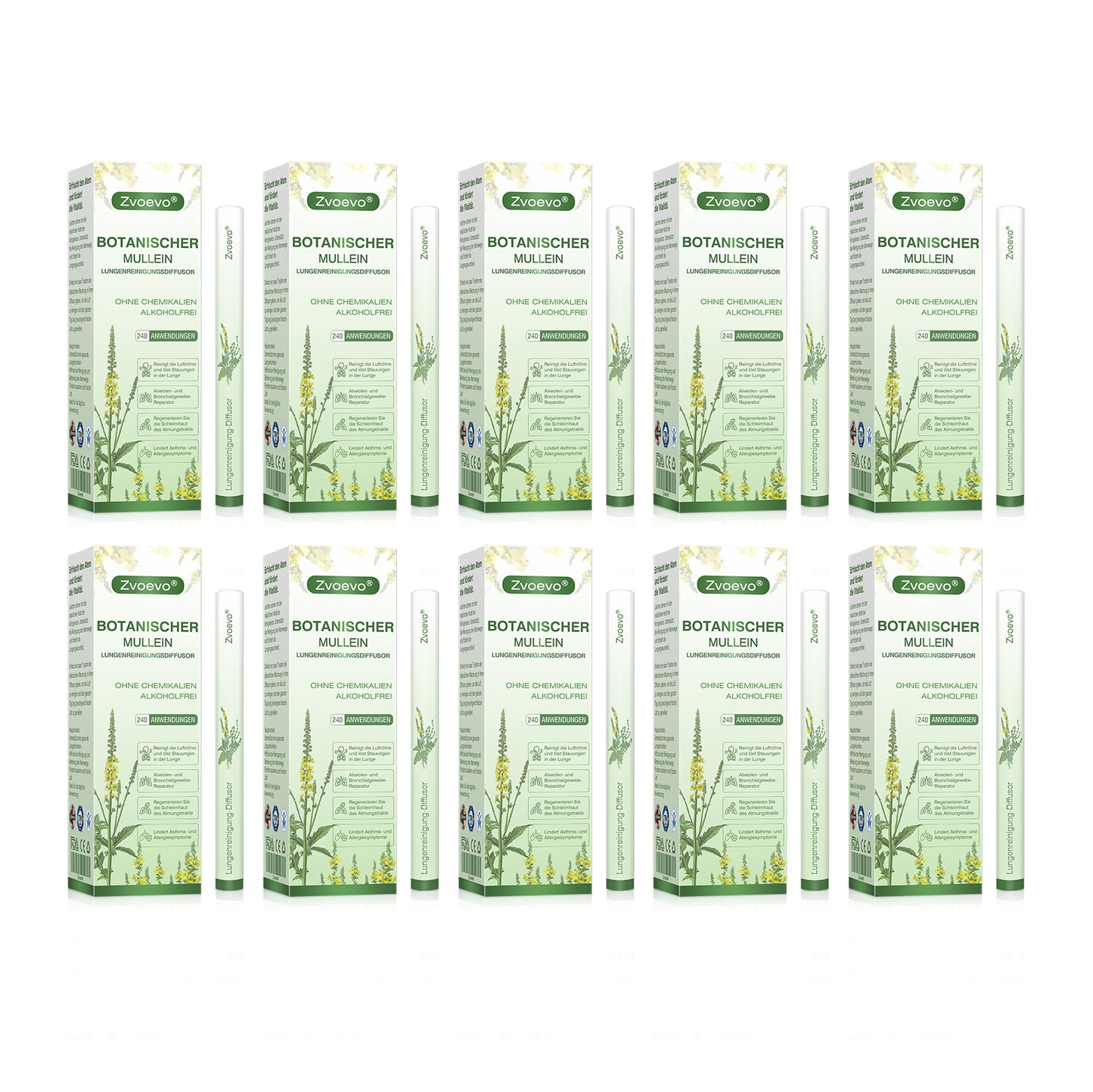 💖✅Deutscher Besitz und Betrieb：Zvoevo® Botanischer Mullein Lungenreinigungsdiffusor (💝 Husten, Keuchen, Atemnot, Auswurf, verstopfte Nase, Bronchitis, Allergiesymptome, Lungenschmerzen 💝)