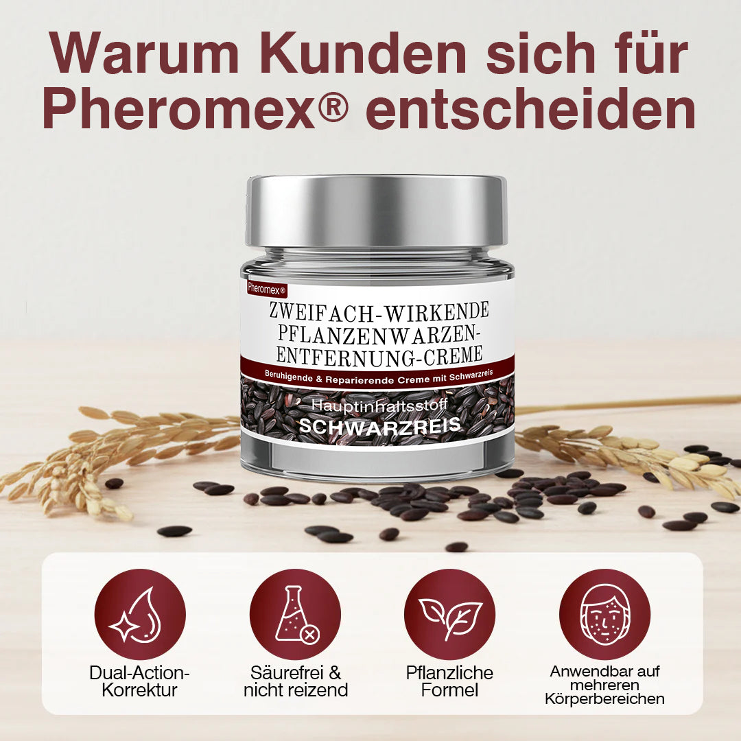 💖💖✅Pheromex® Zweifach-Wirkende Pflanzenwarzenentfernung-Creme(👨‍⚕️Hautwarzen, Akne, Hyperpigmentierung, Ekzem, Psoriasis, Rosazea, Warzen)