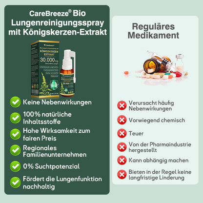 💖✅DE Offizieller Store: CareBreeze® Bio Lungenreinigungsspray mit Königskerzen-Extrakt（👨‍⚕️Wirkt direkt bei COPD, Asthma, chronischer Bronchitis (CB), Atemwegsinfektionen, Lungenkrebs, Sinusitis und anderen Erkrankungen）