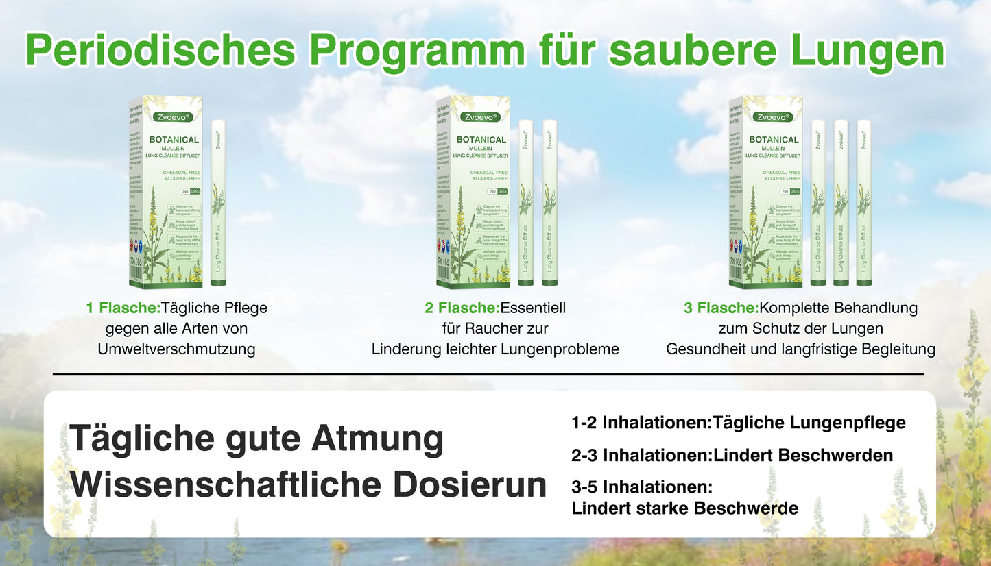 💖✅Deutscher Besitz und Betrieb：Zvoevo® Botanischer Mullein Lungenreinigungsdiffusor (💝 Husten, Keuchen, Atemnot, Auswurf, verstopfte Nase, Bronchitis, Allergiesymptome, Lungenschmerzen 💝)